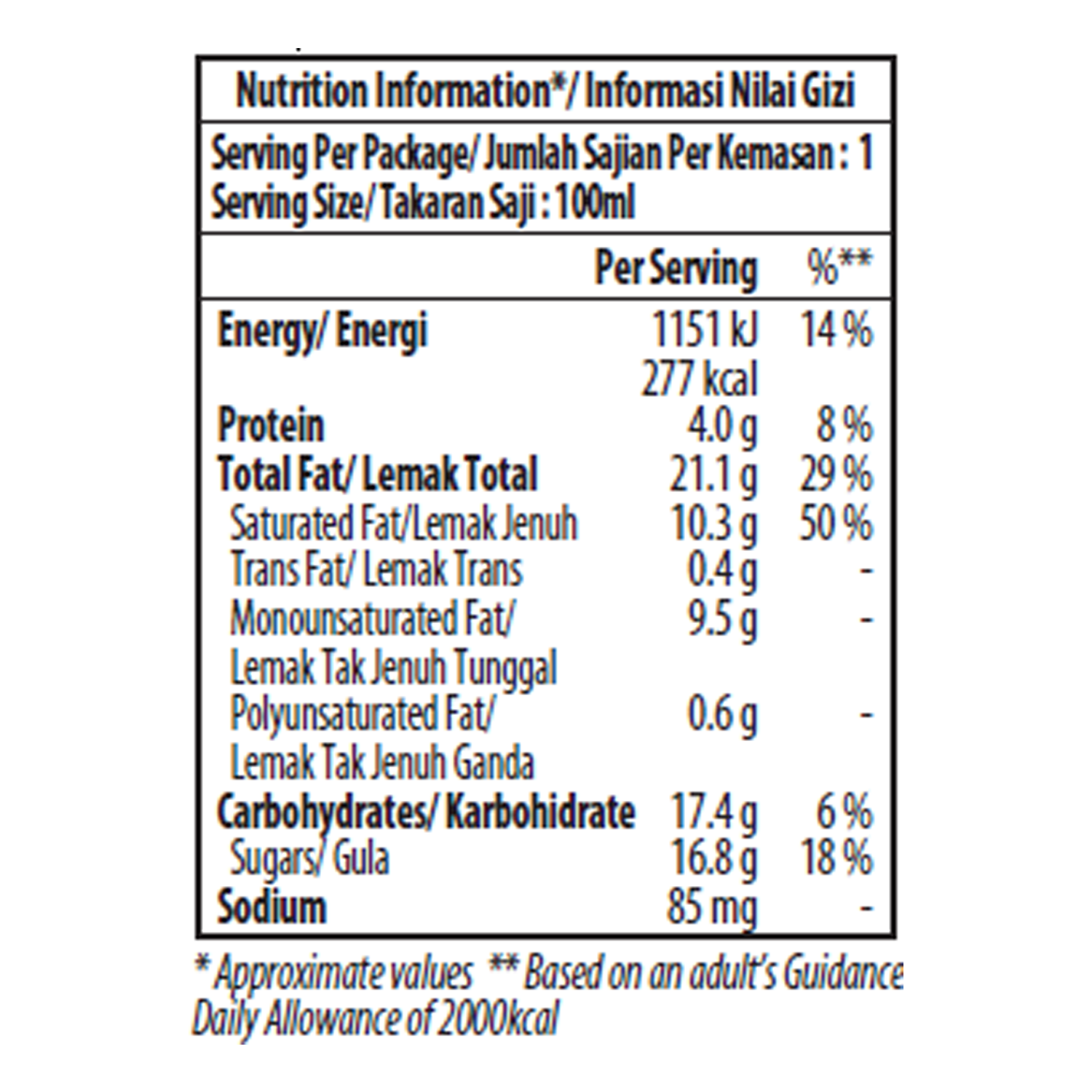 macadamia nut brittle minicup nutrition